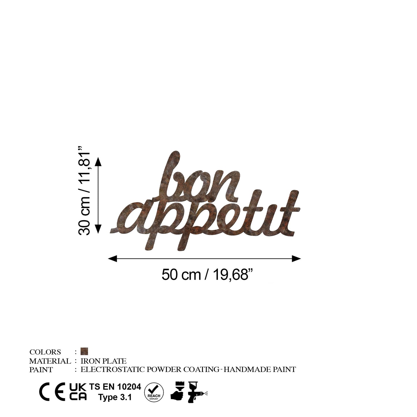 Metalna zidna dekoracija Rusty Bon Appetit