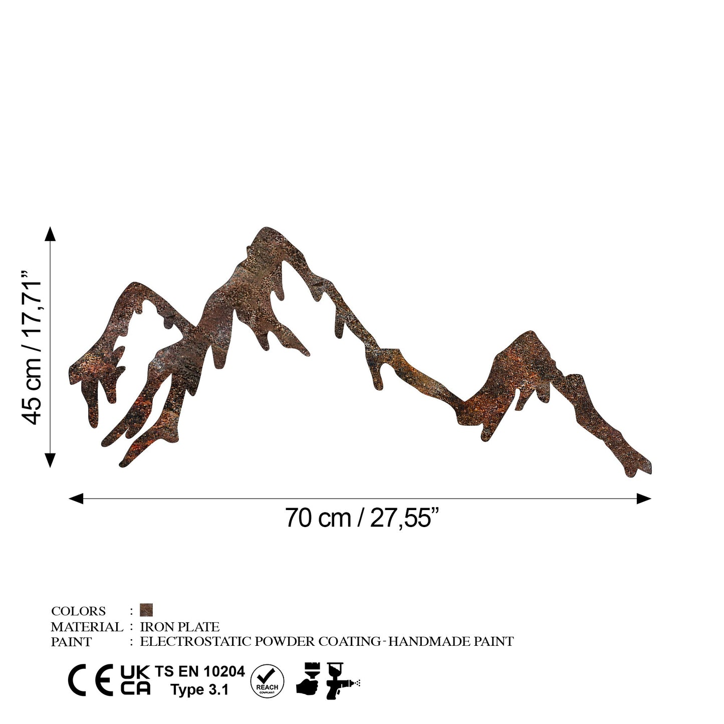 Metalna zidna dekoracija Rusty Mountain