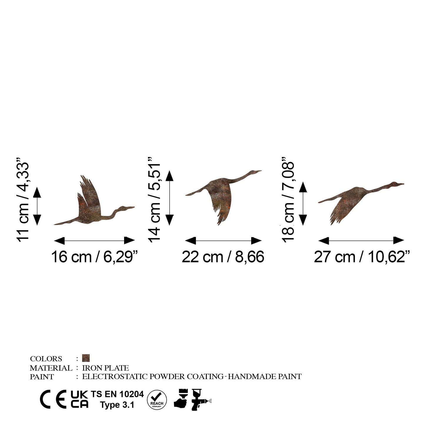 Metalna zidna dekoracija Rusty Birds 1