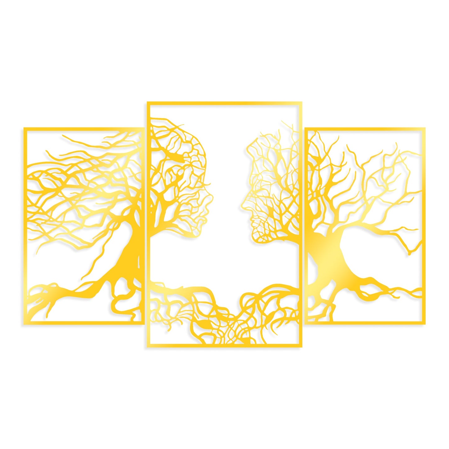 Metalna zidna dekoracija Golden Triple Root Human 1
