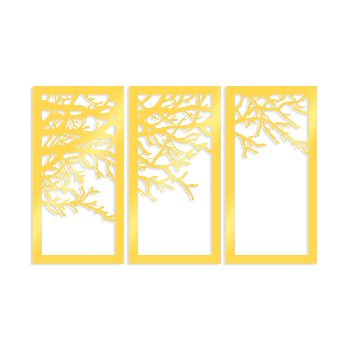 Metalna zidna dekoracija Golden Triple Tree 1