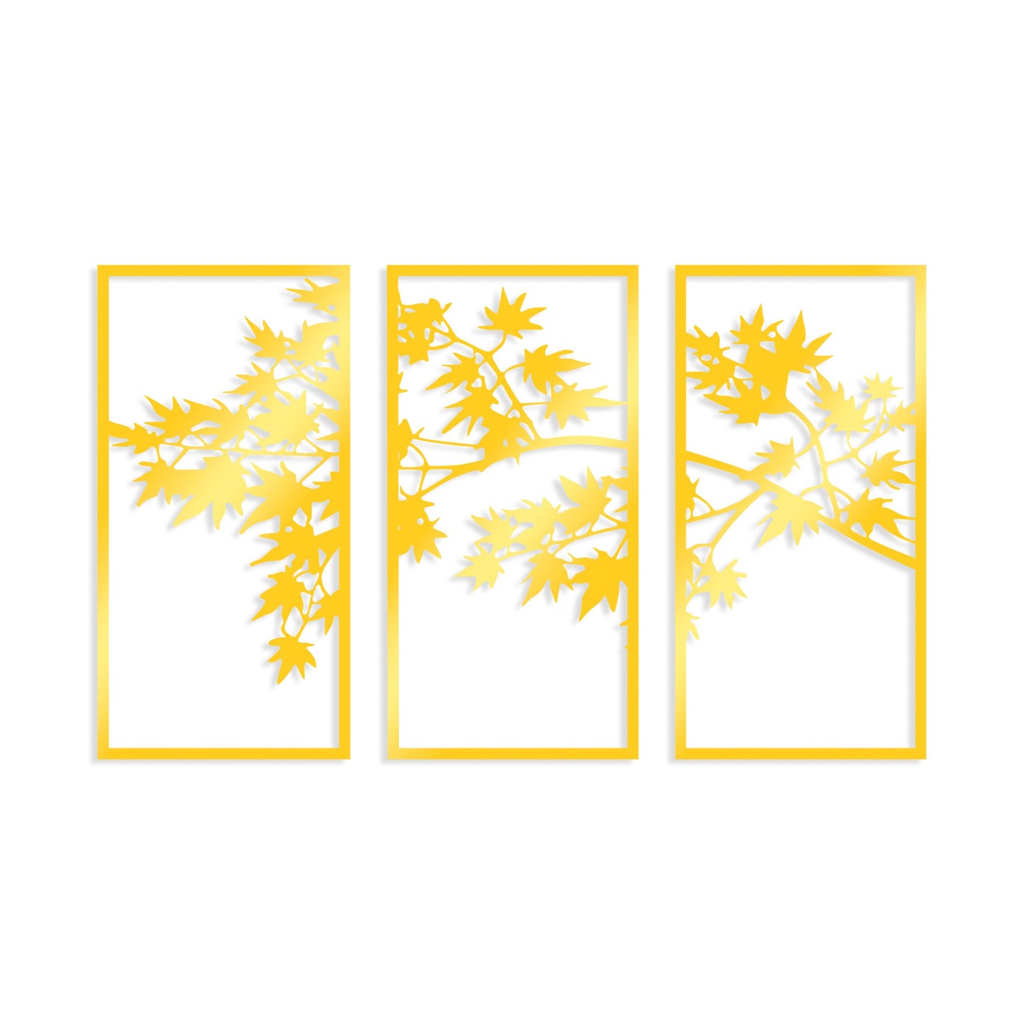 Metalna zidna dekoracija Golden Triple Tree 3