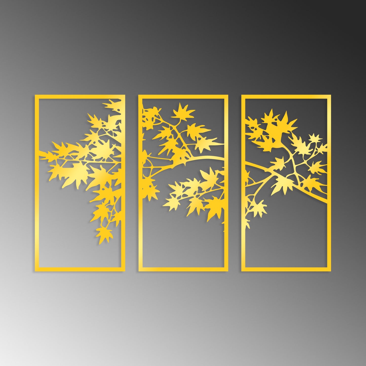 Metalna zidna dekoracija Golden Triple Tree 3