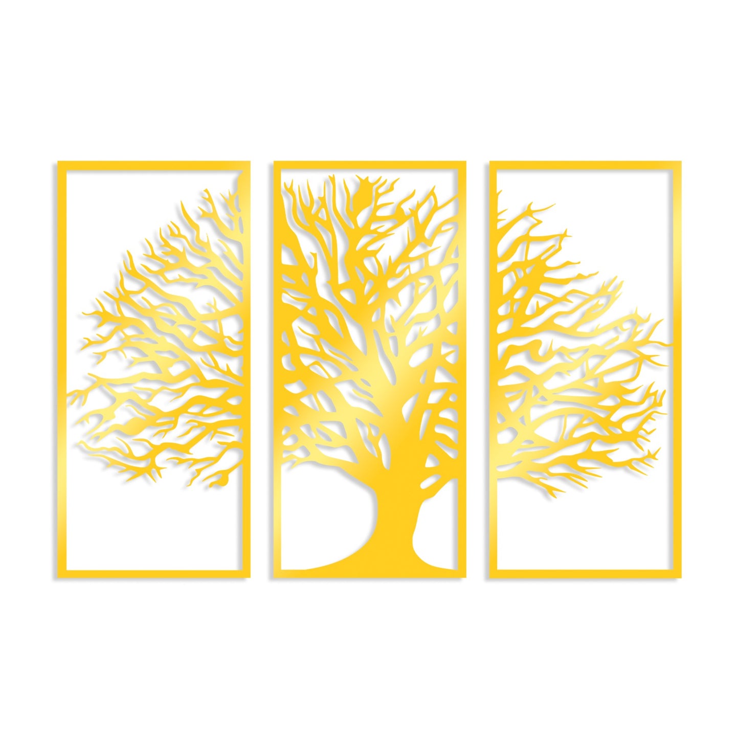 Metalna zidna dekoracija Golden Triple Tree 4