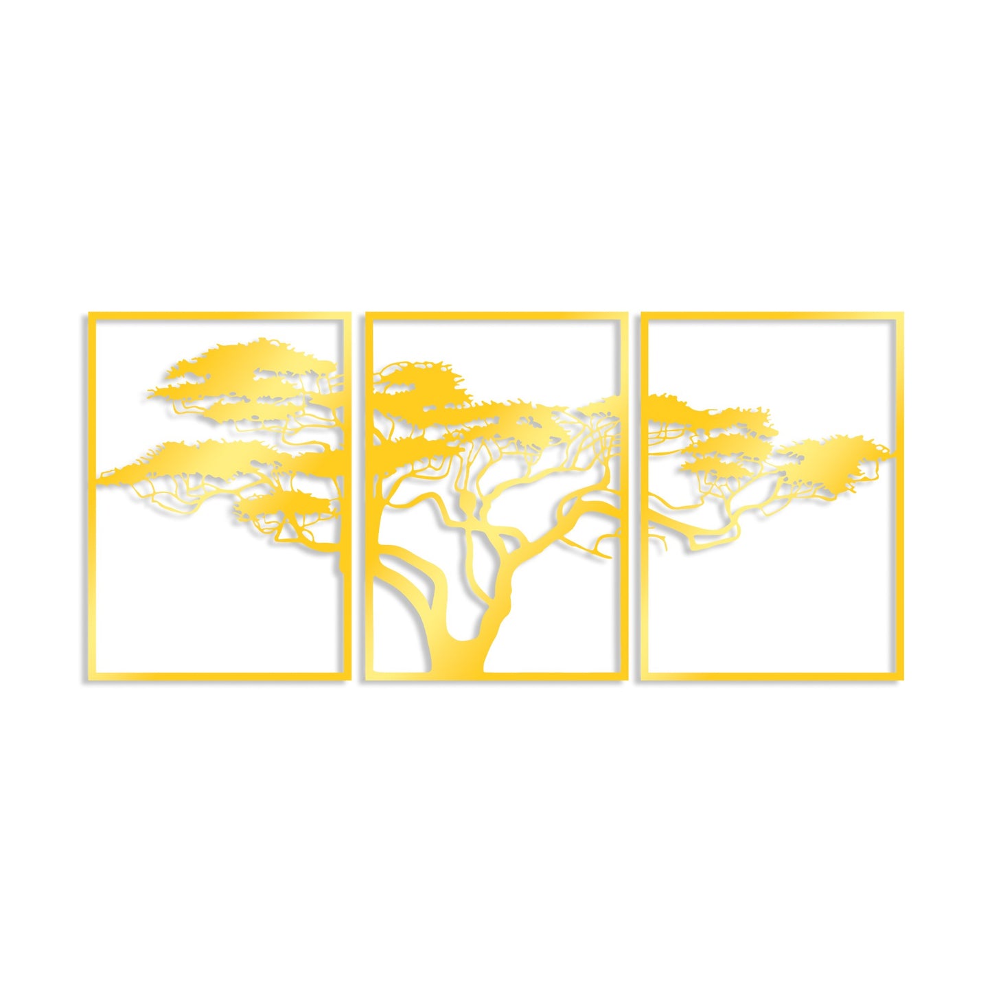 Metalna zidna dekoracija Golden Triple Tree 6