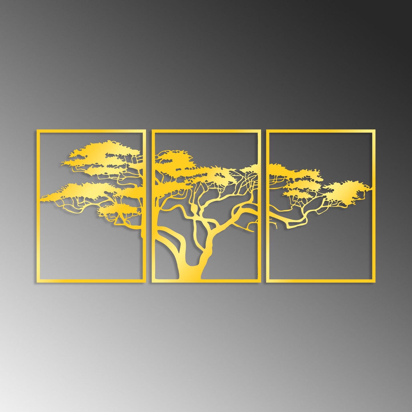 Metalna zidna dekoracija Golden Triple Tree 6