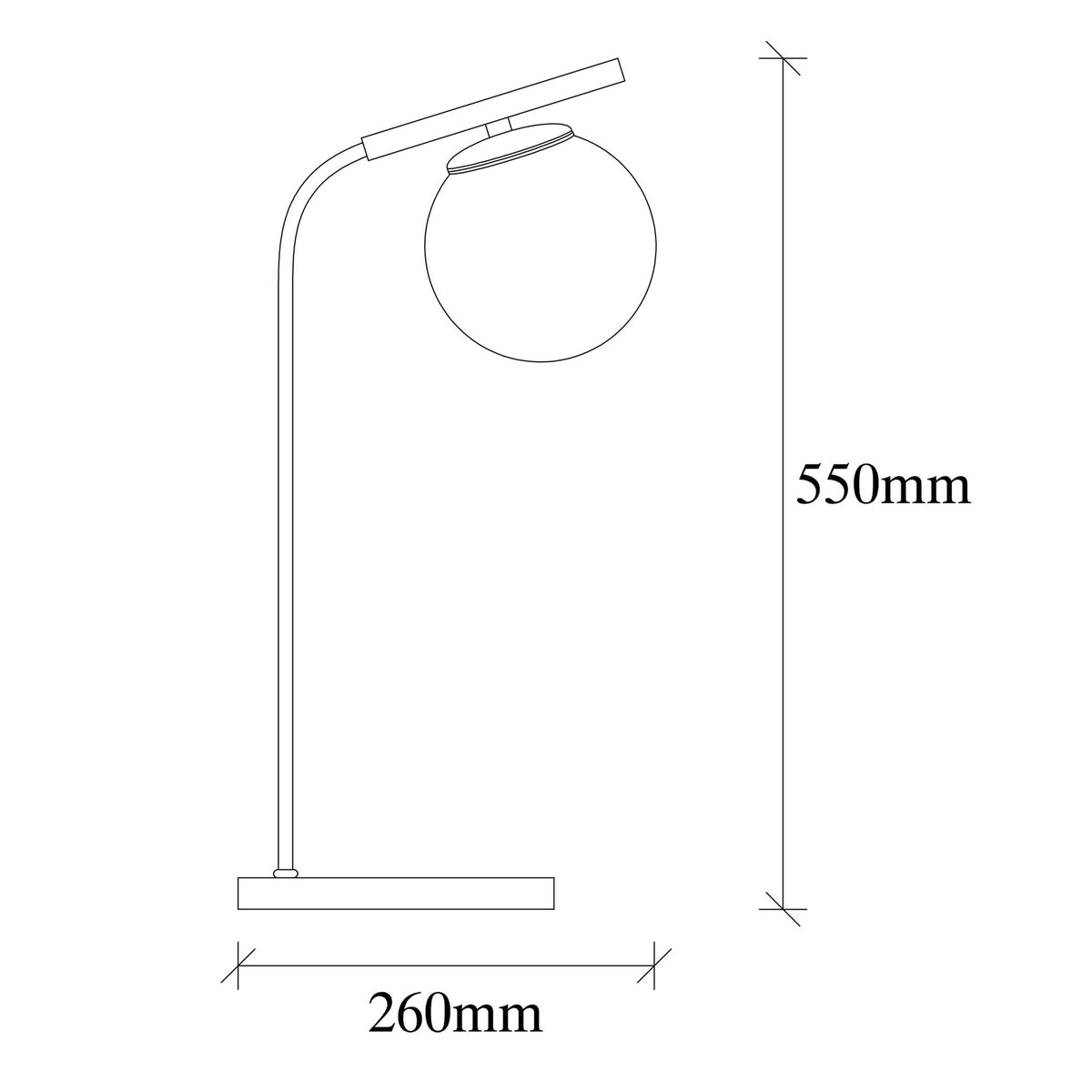 Stolna lampa YILDIZ, antikno crna, metal i staklo, 15 x 26 cm, visina 55 cm, promjer kugle 15 cm, duljina kabela 200 cm, E27 40 W, Yıldız - 4021