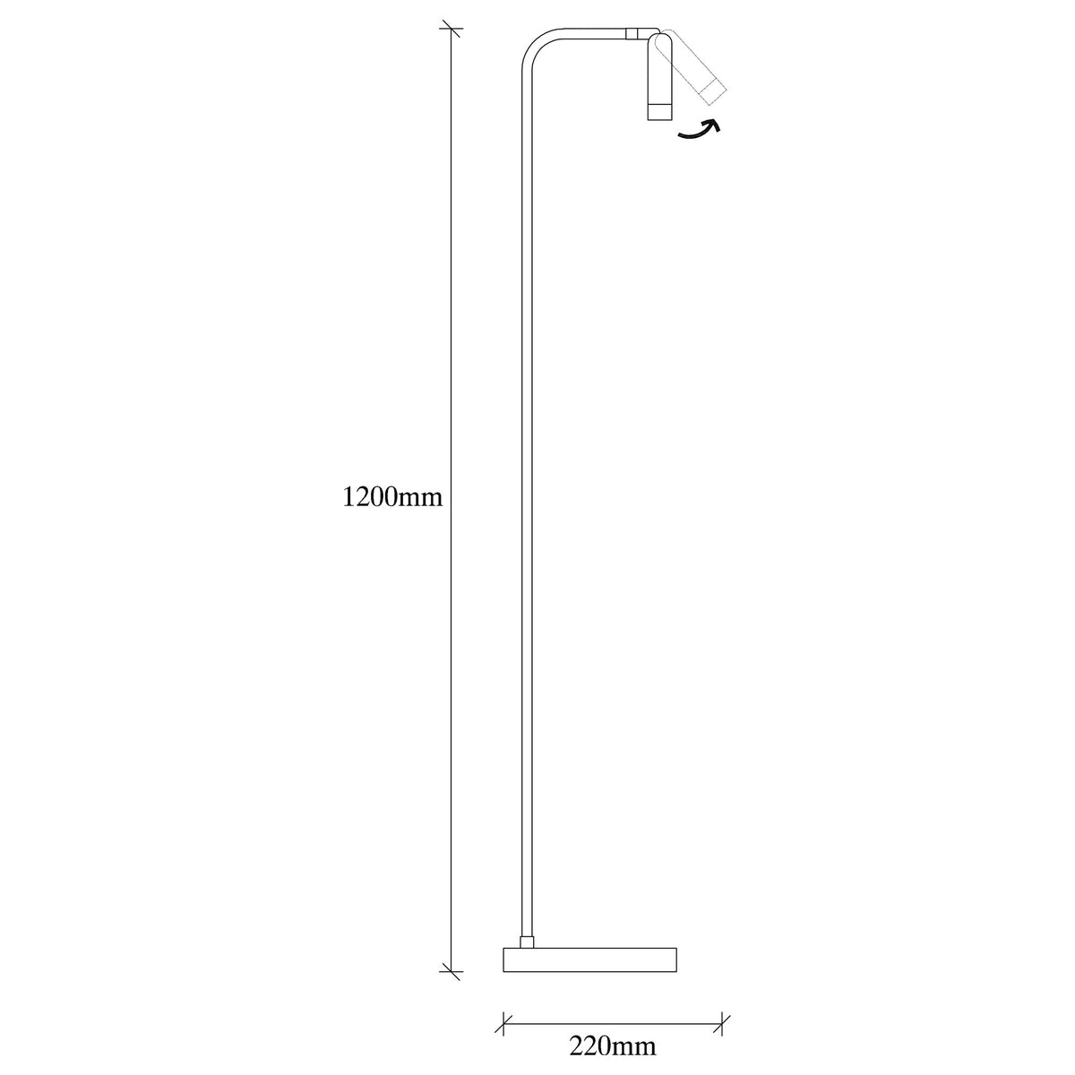 Podna lampa UMIT, crna, metal, 22 x 22 cm, visina 120 cm, promjer sjenila 3 cm, visina 11 cm, duljina kabela 350 cm, Uğur - 6051