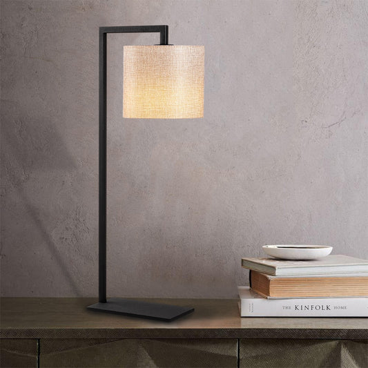 Stolna lampa PROFILL, crno- bež, metal- platno, 27 x 20 cm, visina 65 cm, promjer sjenila 20 cm, visina 22 cm, duljina kbala 200 cm, E27 40 W, Profil - 4694