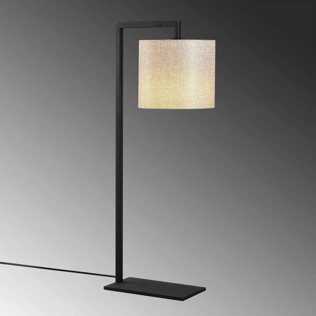 Stolna lampa PROFILL, crno-bež, metal i platno, 27 x 20 cm, visina 65 cm, promjer sjenila 20 cm, visina sjenila 22 cm, duljina kabela 200 cm, E27 40 W, Profil - 4694