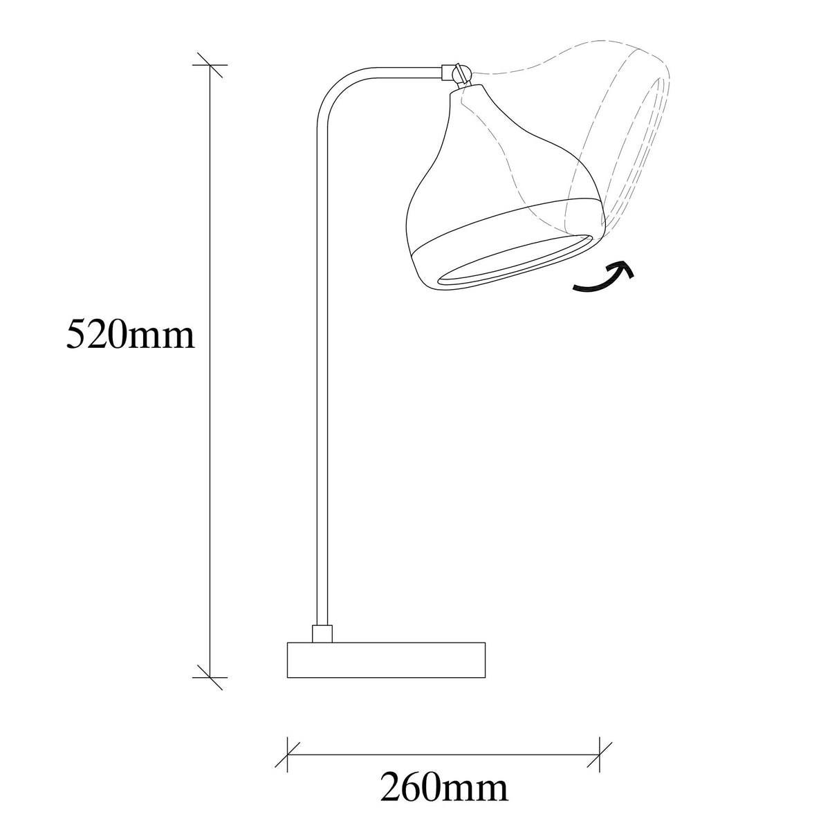 Stolna svjetiljka YILL, bijelo-zlatna, metalna, 17 x 26 cm, visina 52 cm, promjer sjenila 17 cm, visina sjenila 16 cm, duljina kabela 200 cm, E27 40 W, Yıldo - 6897