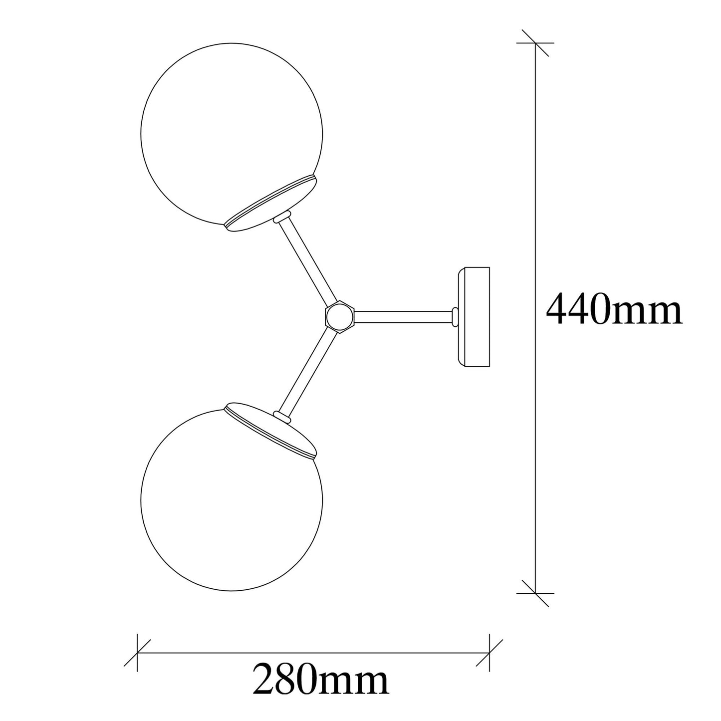 Zidna lampa DAMAR zlatno- bijela, metal- staklo, 28 x 15 cm, visina 44 cm, 2 x E27 40 W, Damar - 6341