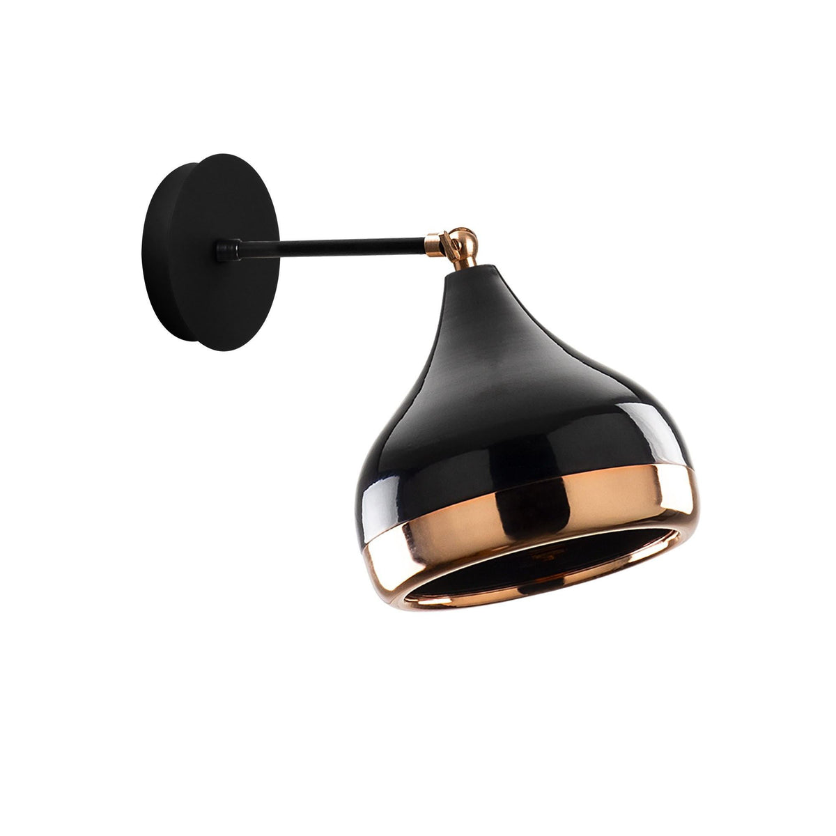 Zidna lampa WALLITY, crno-bakarna, metalna, 17 × 28 cm, visina 28 cm, promjer sjenila 17 cm, visina sjenila 16 cm. E27, 40 W, Yıldo – 6901