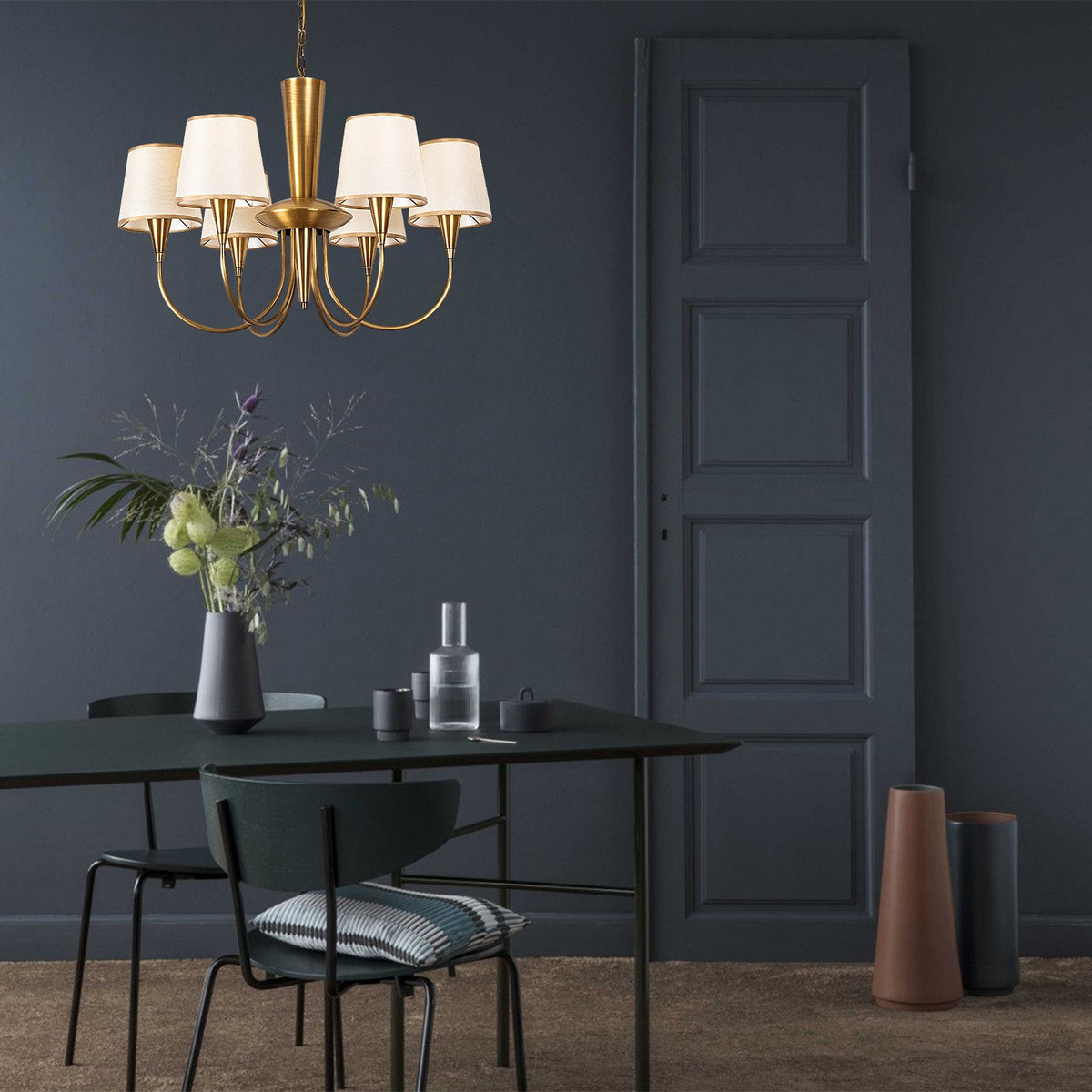 Visilica PARDO antik, metal-platno, promjer 75 cm, visina 85 cm, promjer sjenila 16 cm, visina 15 cm, 6 x E27 40 W, Pardo - 3011