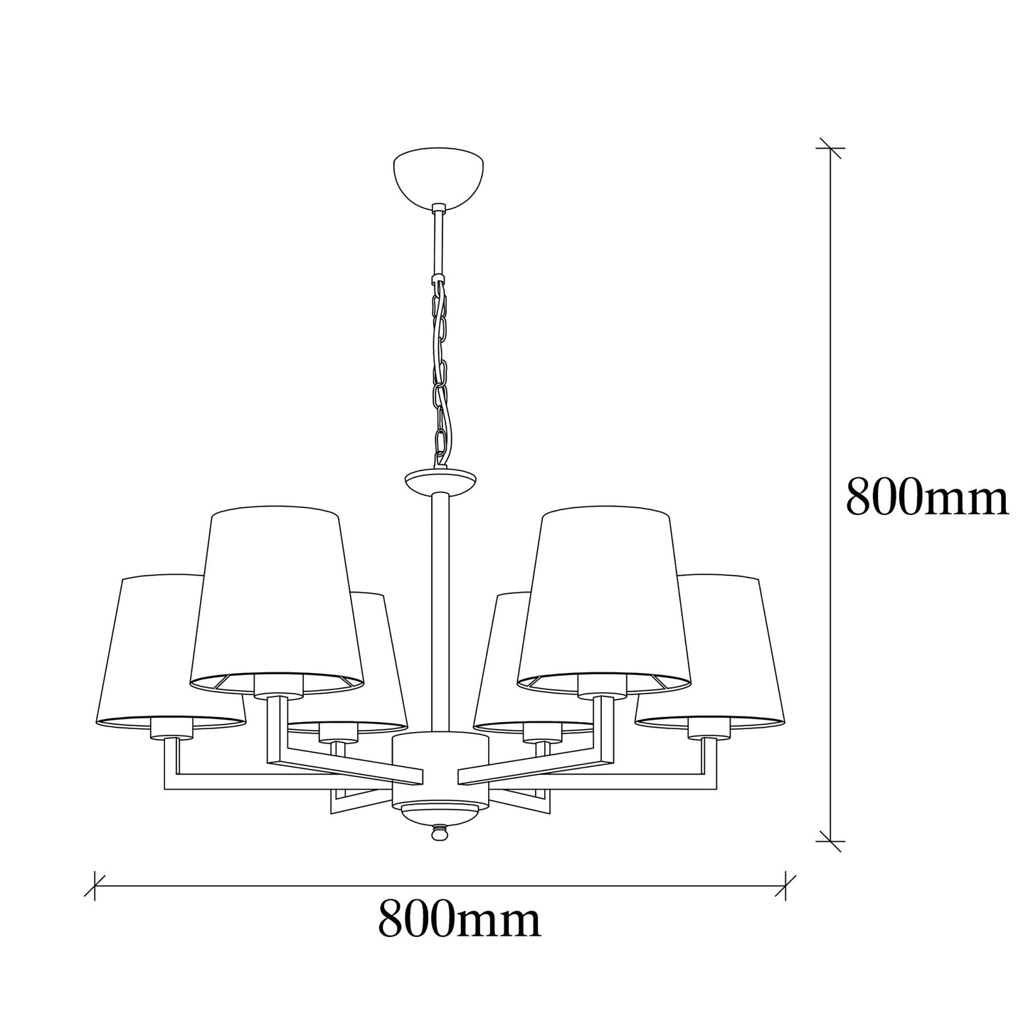 Visilica PROFILL crno- bež, metal - platno, promjer 80 cm, visina 80 cm, promjer sjenila 16 cm, visina 12 cm, podesiva visina, duljina kabla 45 cm, 6 x E27 40 W, Profil - 4644
