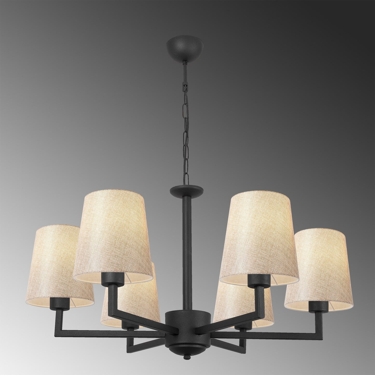 Visilica PROFILL crno- bež, metal - platno, promjer 80 cm, visina 80 cm, promjer sjenila 16 cm, visina 12 cm, podesiva visina, duljina kabla 45 cm, 6 x E27 40 W, Profil - 4644