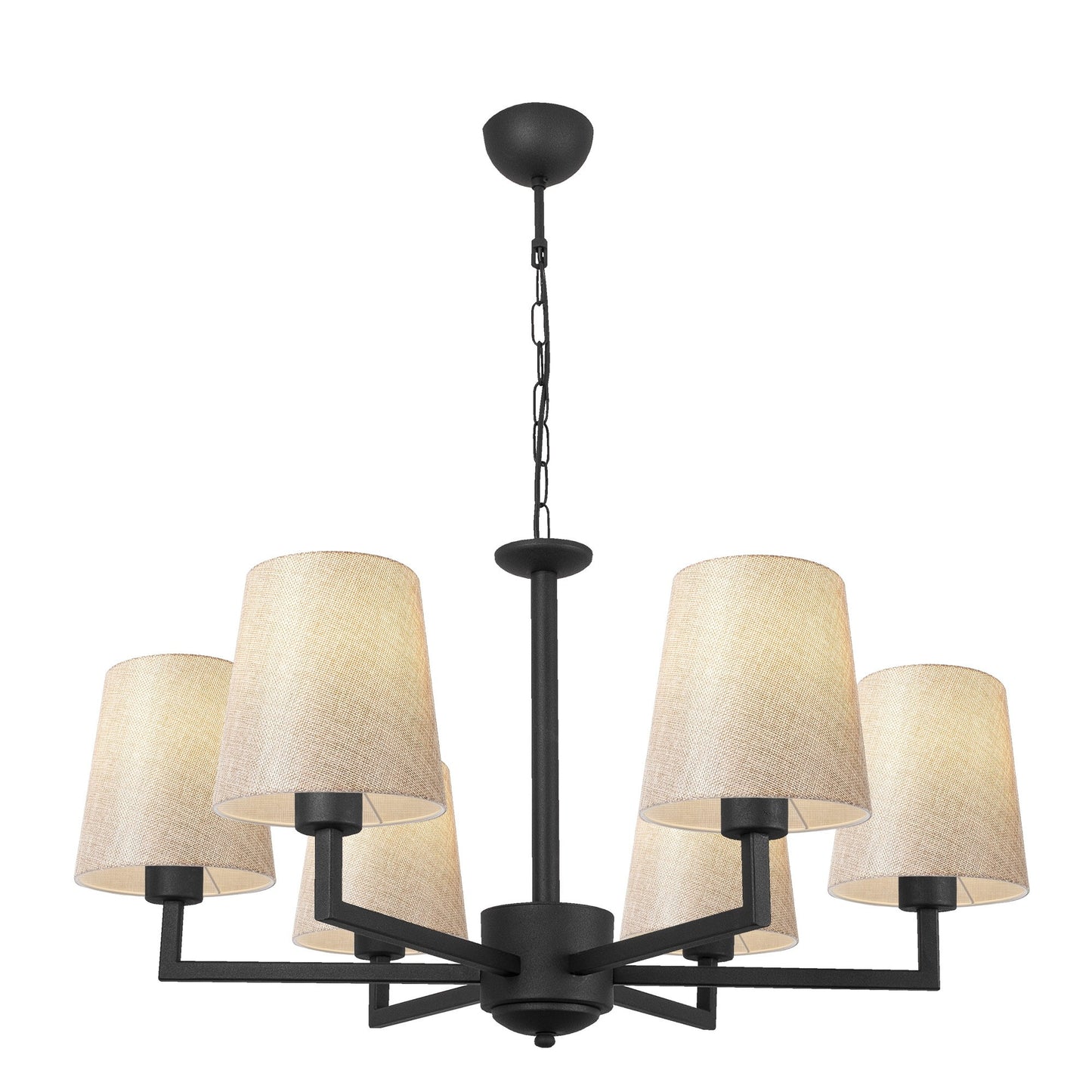 Visilica PROFILL crno- bež, metal - platno, promjer 80 cm, visina 80 cm, promjer sjenila 16 cm, visina 12 cm, podesiva visina, duljina kabla 45 cm, 6 x E27 40 W, Profil - 4644