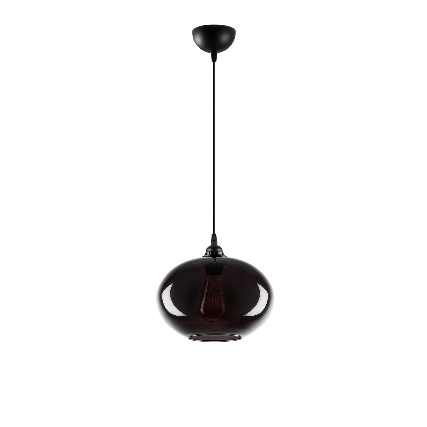 Vislica SMOKED, crna, metal- staklo, 27 x 27 cm, visina 120, podesiva visina, E27 40 W, Smoked - 050