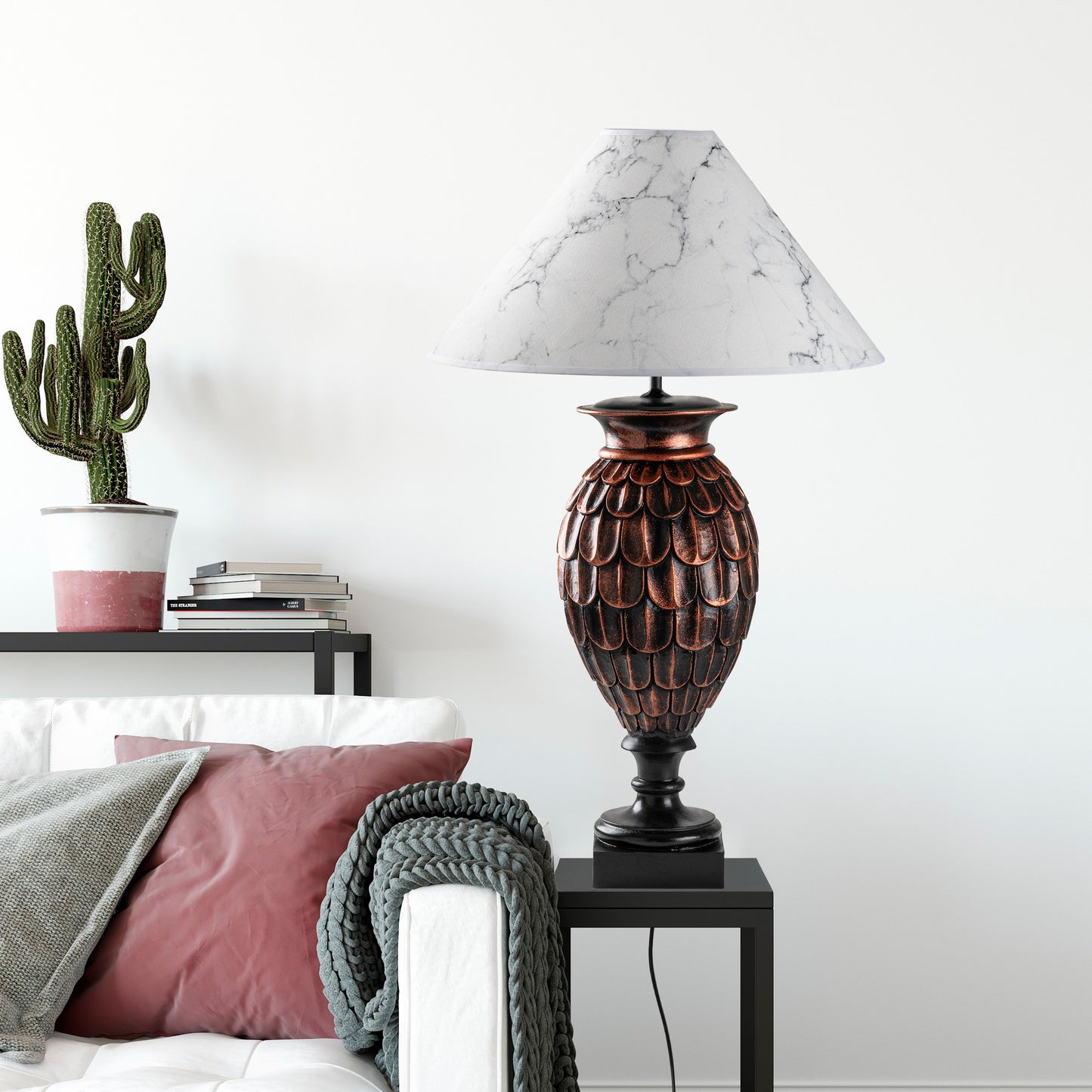 Stolna lampa 634, smeđa, bijela