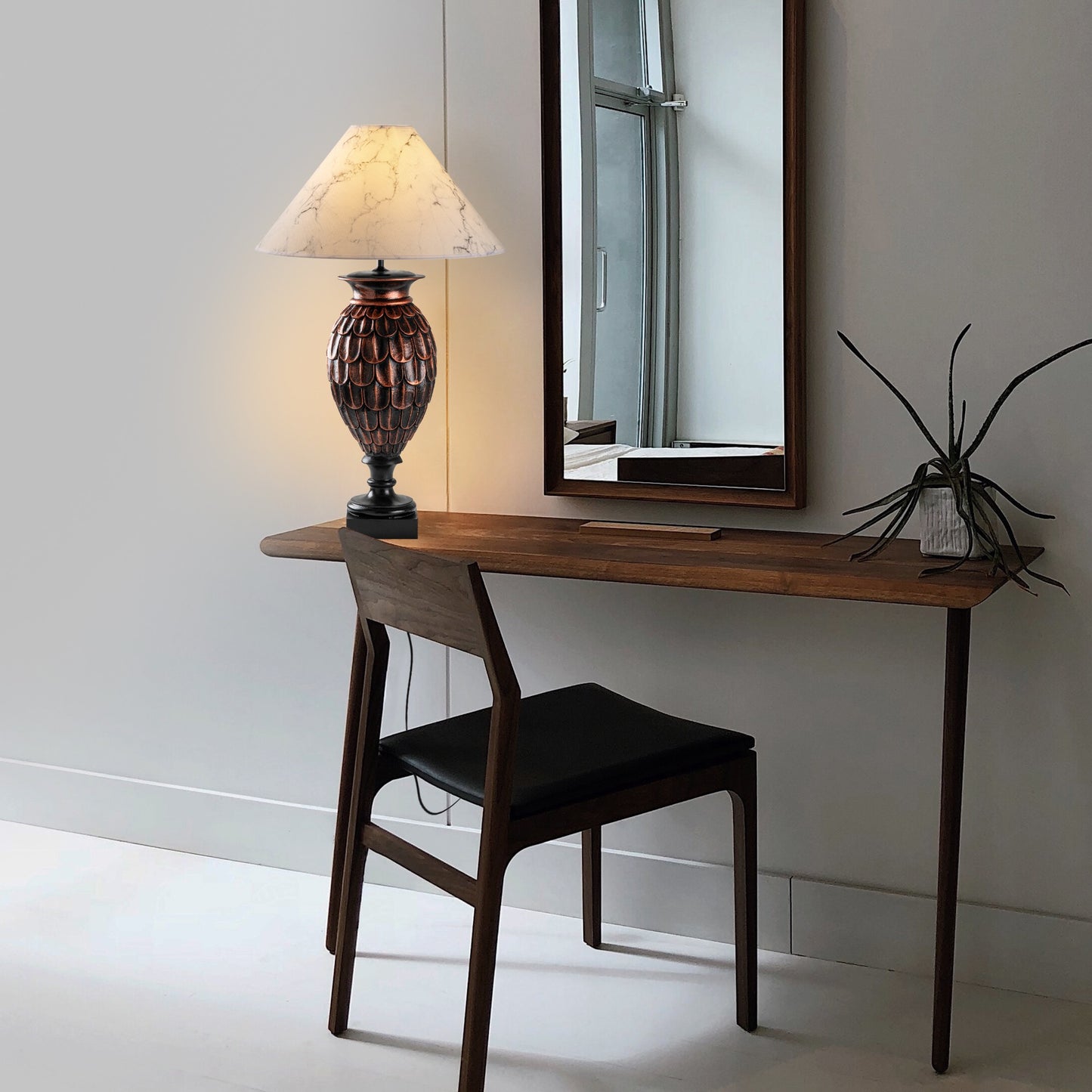 Stolna lampa 634, smeđa, bijela