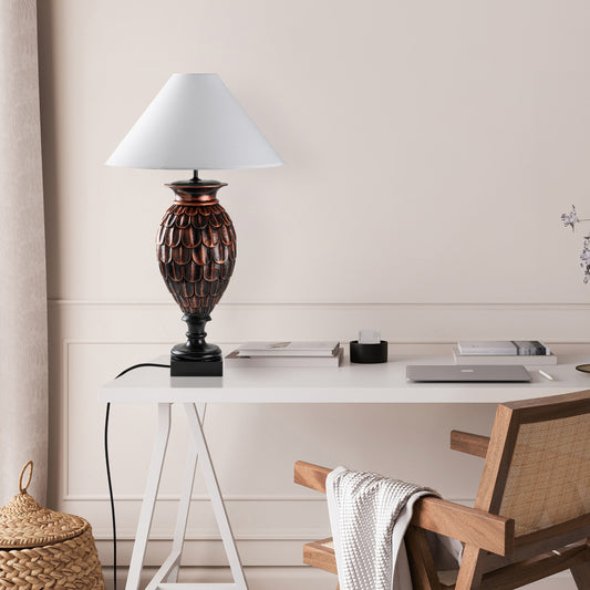Stolna lampa 665, smeđa, bijela