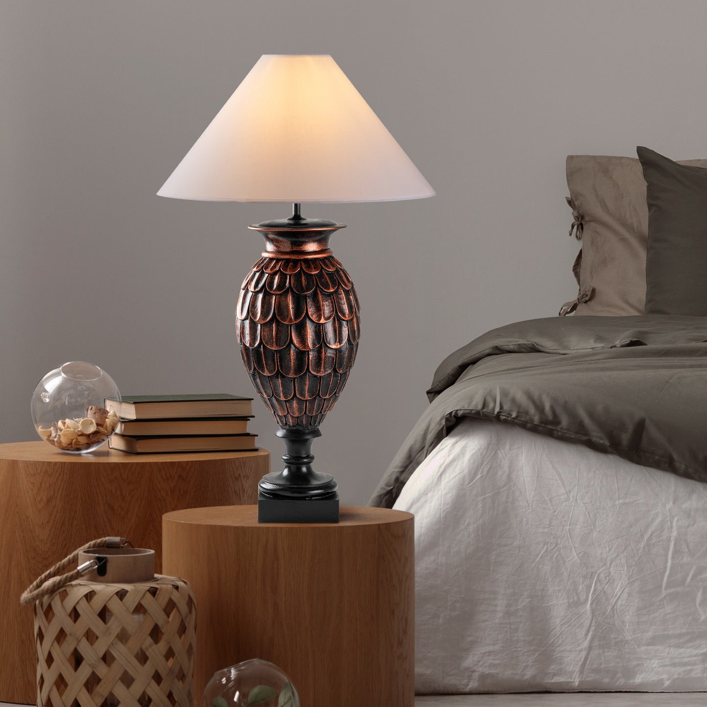 Stolna lampa 665, smeđa, bijela