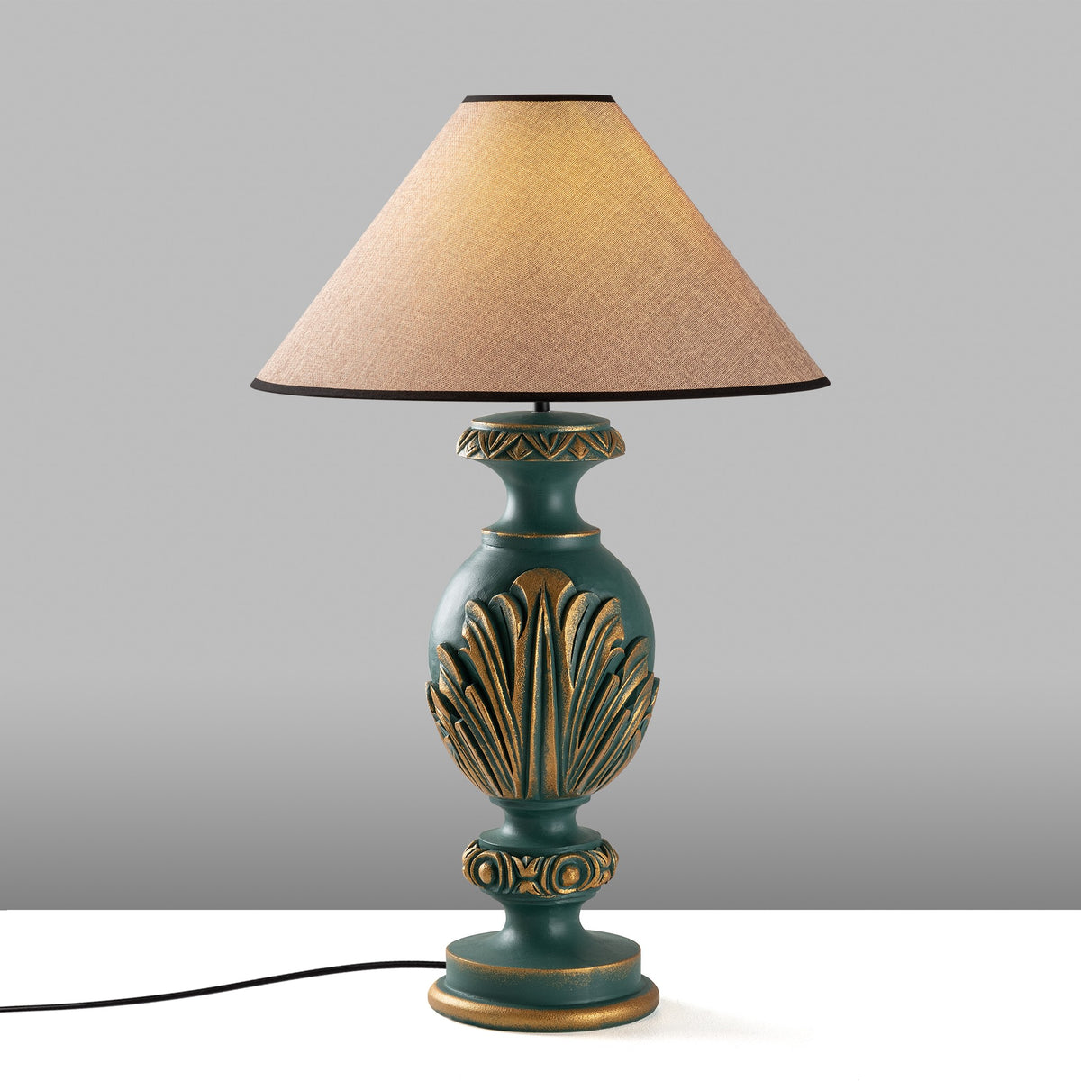 Stolna lampa 702, zelena, svijetlo smeđa