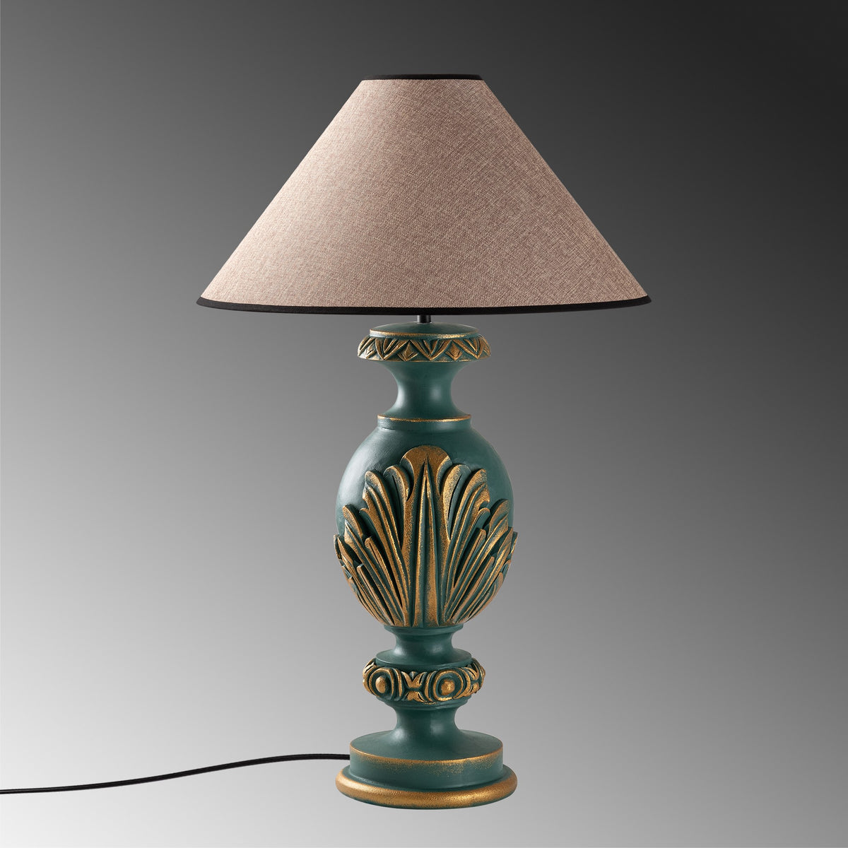 Stolna lampa 702, zelena, svijetlo smeđa