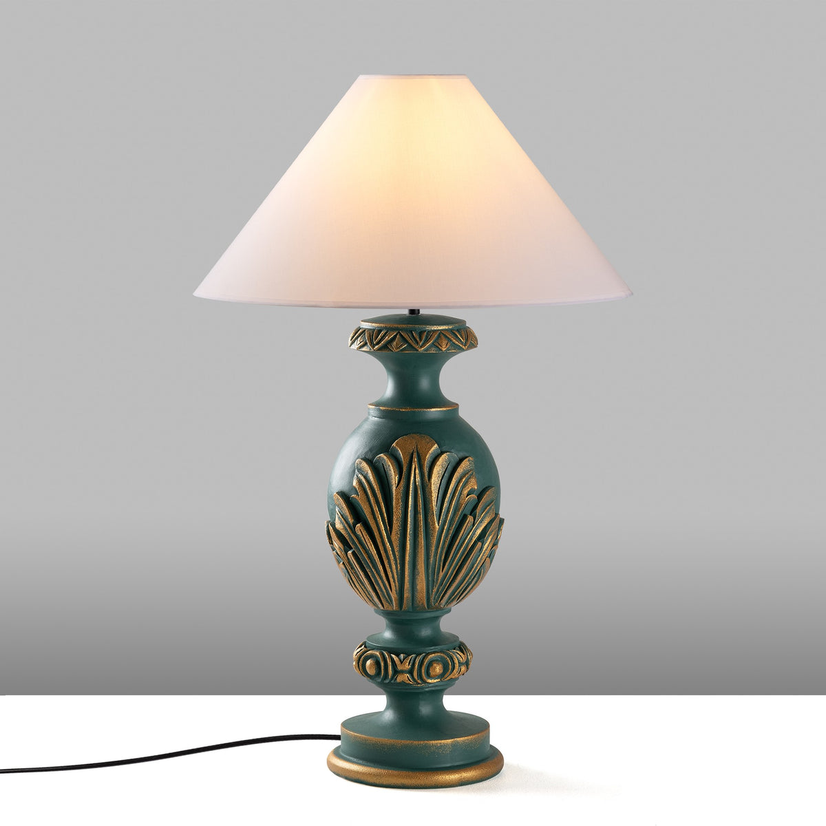 Stolna lampa 719, zelena, bijela
