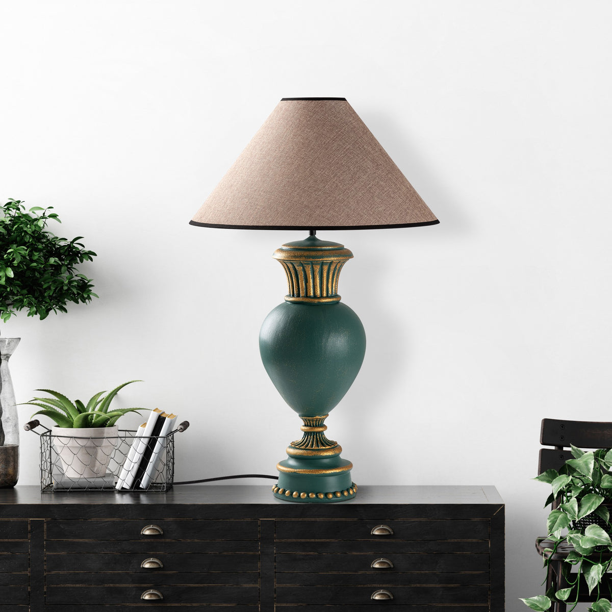 Stolna lampa 757, zelena, svijetlosmeđa