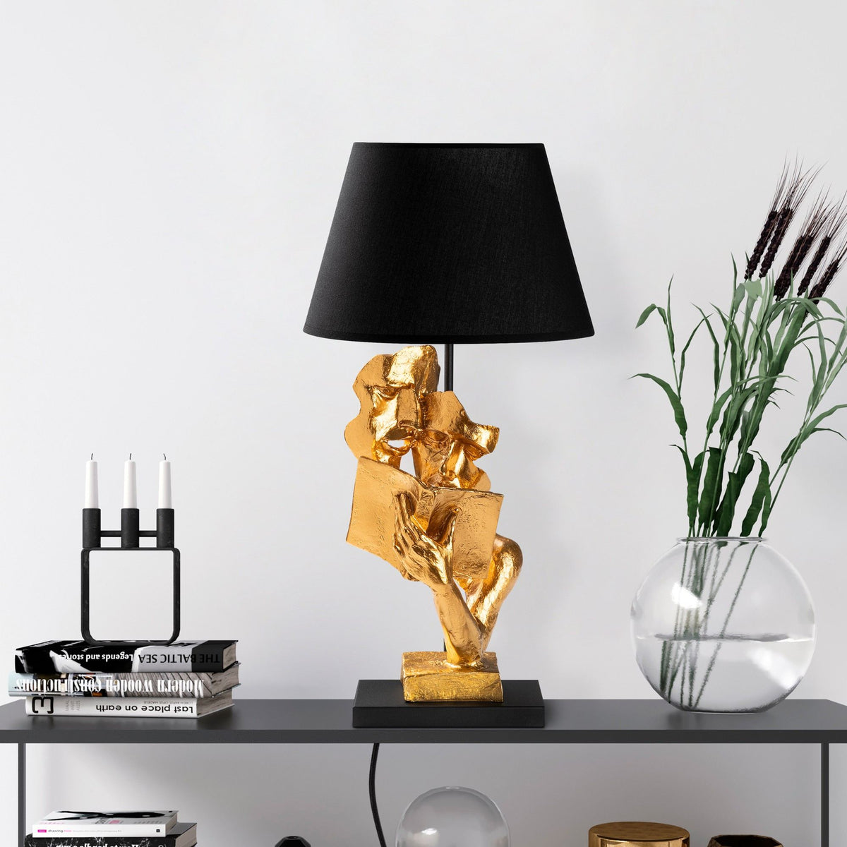 Stolna lampa 825, zlatna, crna