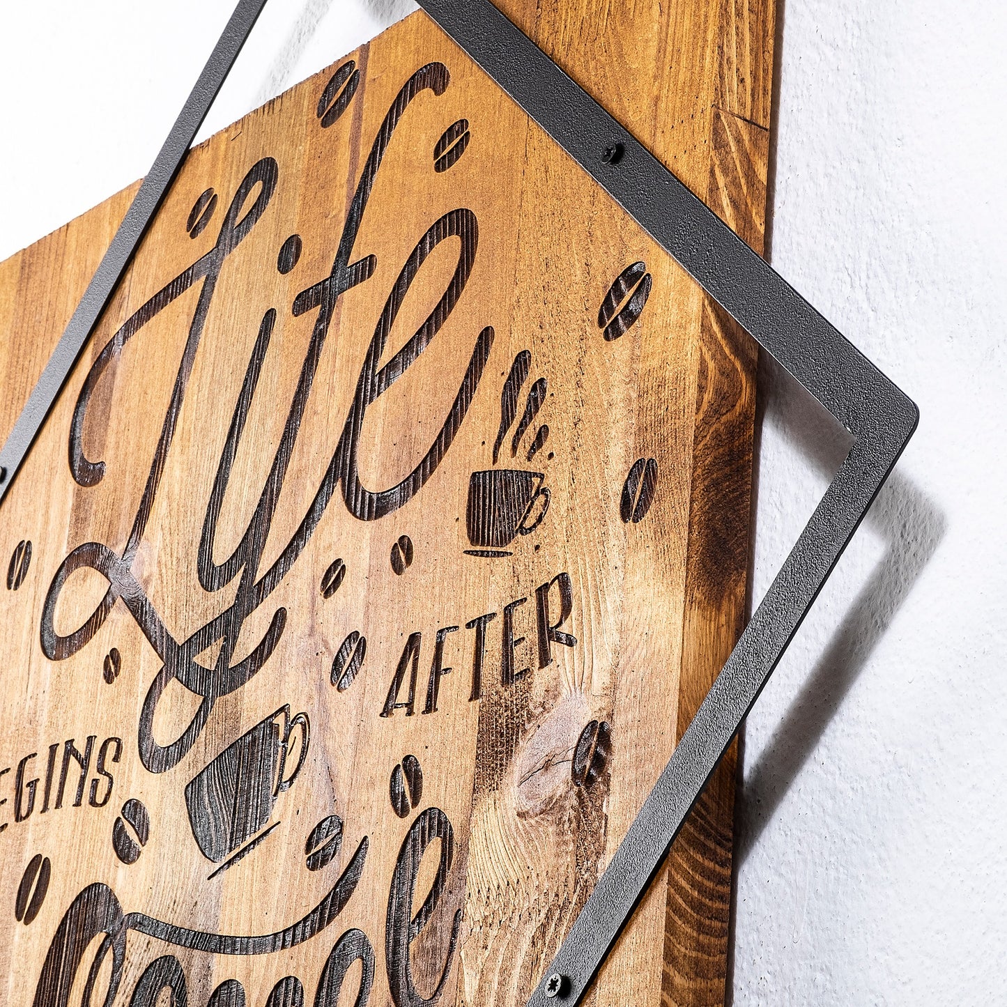 Drvena zidna dekoracija, Life Begins After Coffee