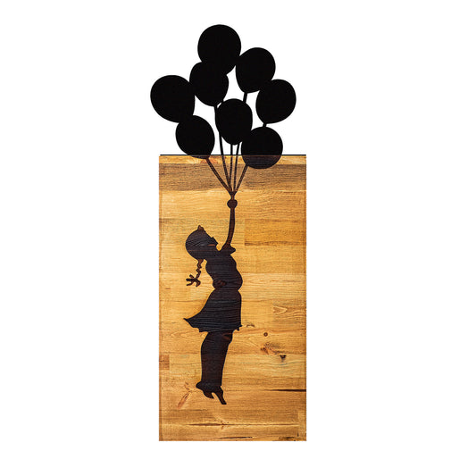 Drvena zidna dekoracija, Chıld And Balloons