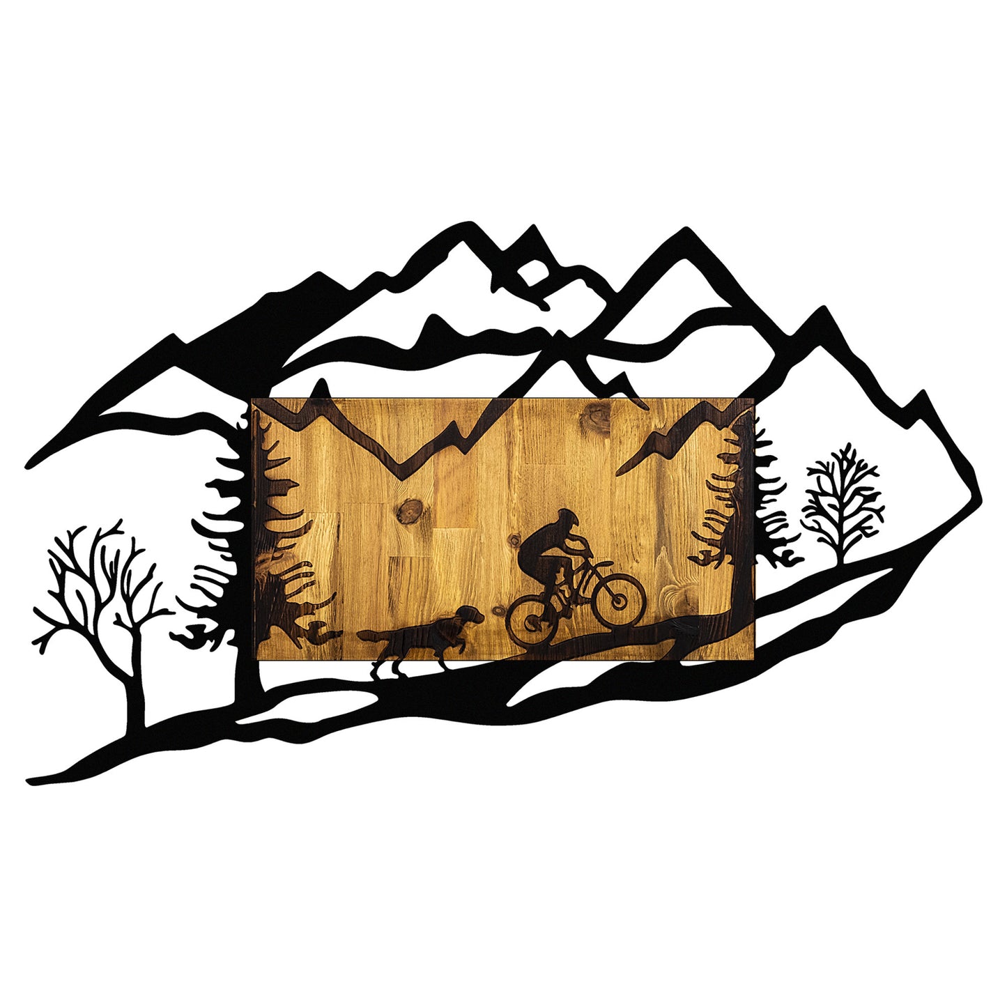 Drvena zidna dekoracija, Bicycle Riding in Nature 1