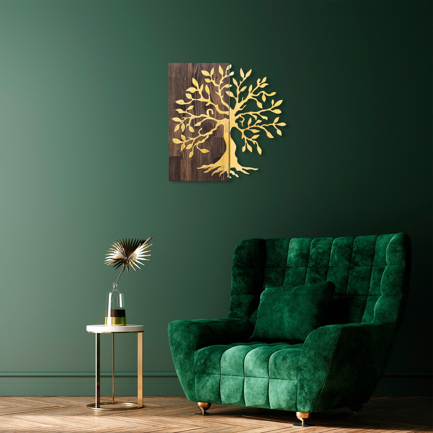 Drvena zidna dekoracija, Tree - Gold