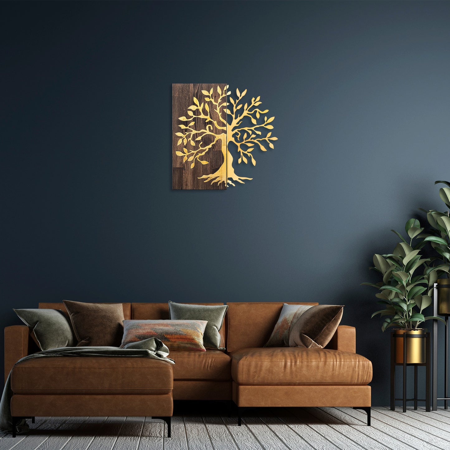 Drvena zidna dekoracija, Tree - Gold