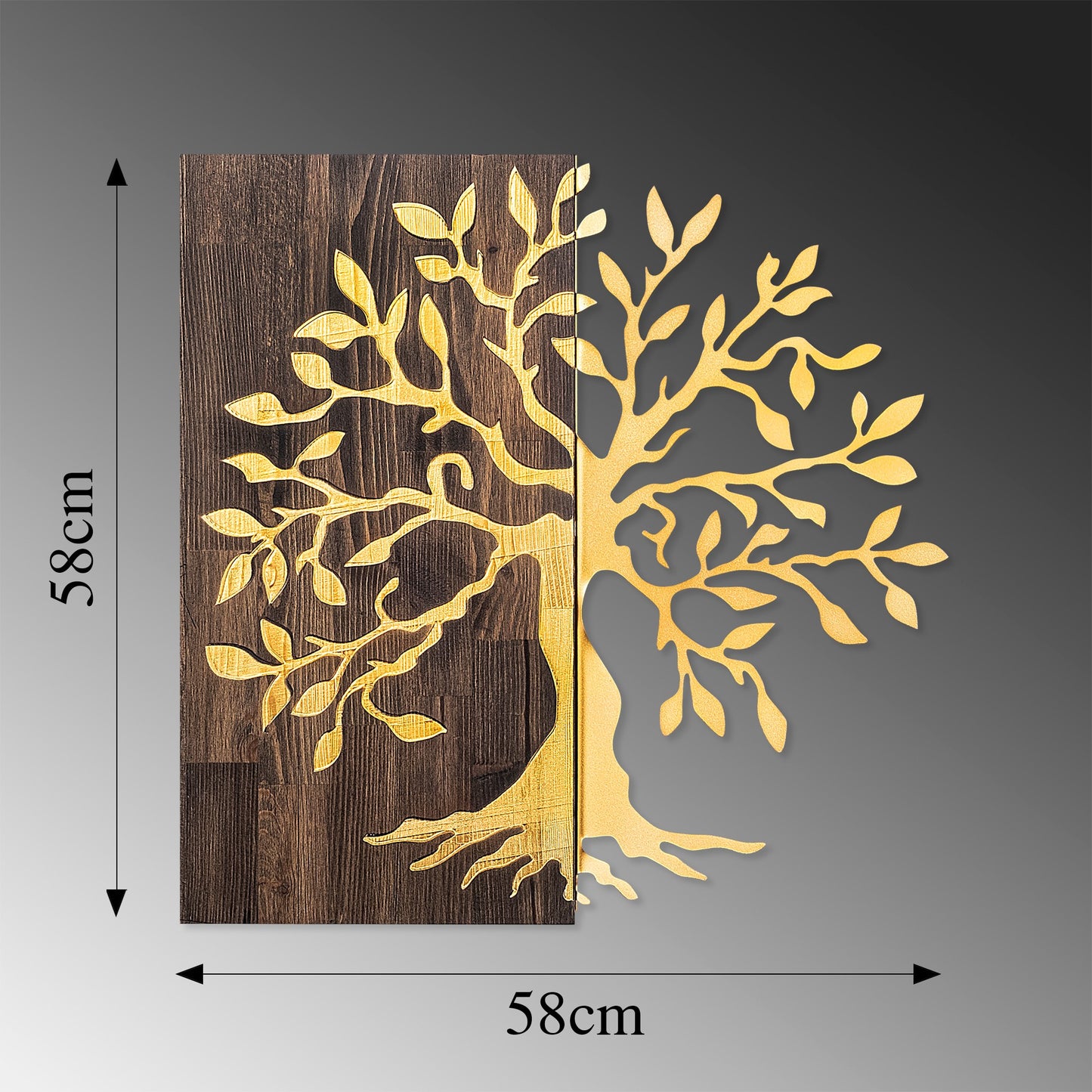 Drvena zidna dekoracija, Tree - Gold