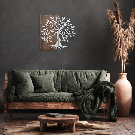 Drvena zidna dekoracija, Tree - Silver