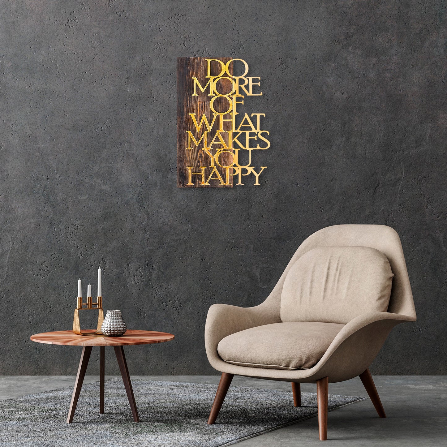 Drvena zidna dekoracija, Do More Of What Makes You Happy - Gold