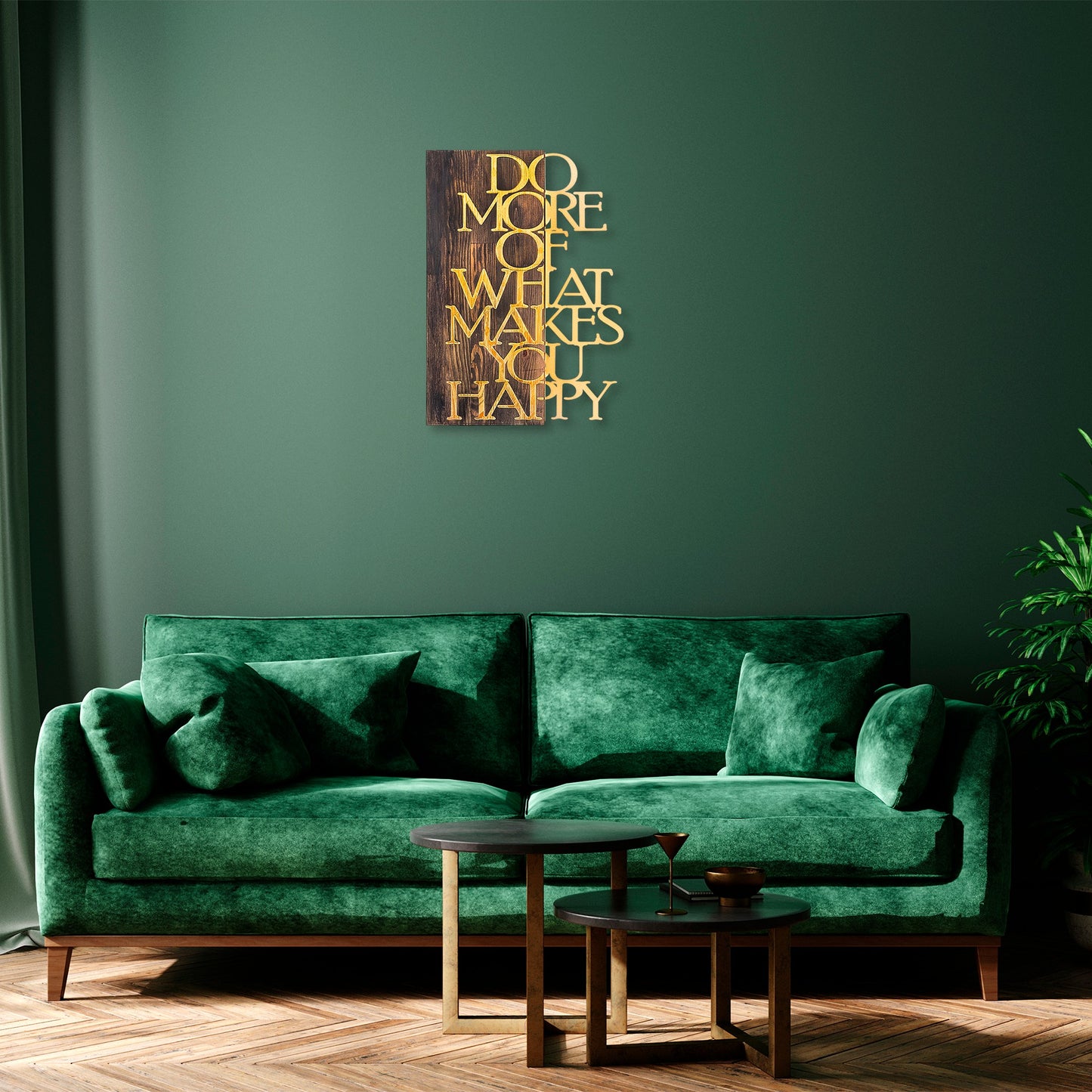 Drvena zidna dekoracija, Do More Of What Makes You Happy - Gold