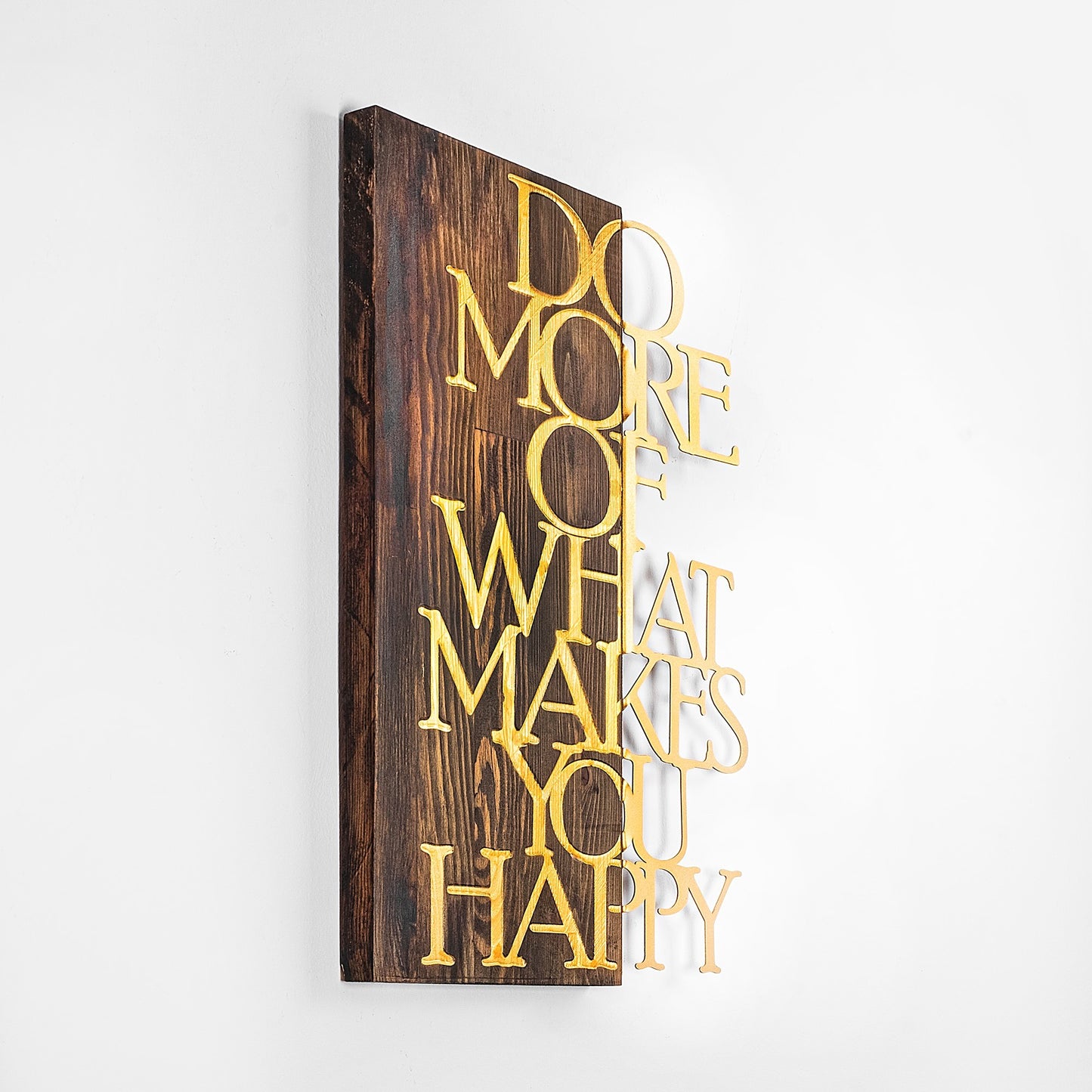 Drvena zidna dekoracija, Do More Of What Makes You Happy - Gold