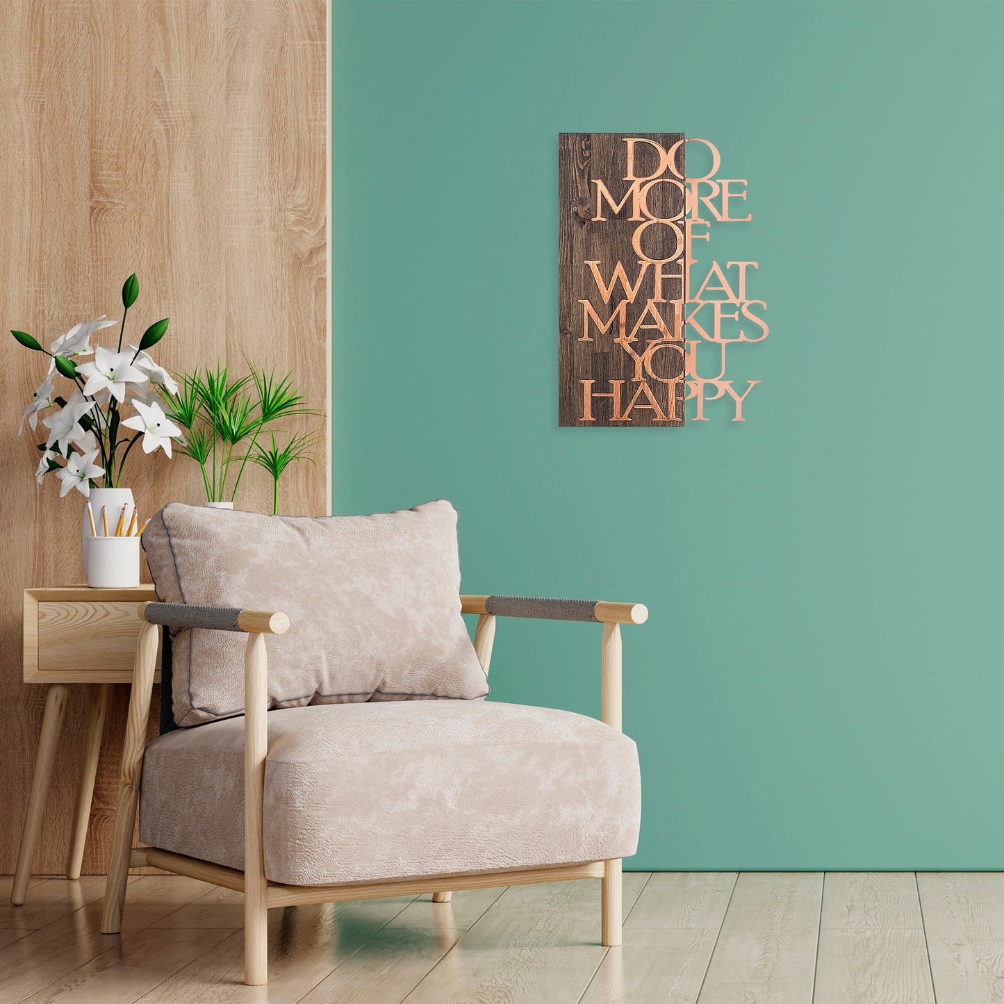 Drvena zidna dekoracija, Do More Of What Makes You Happy - Copper