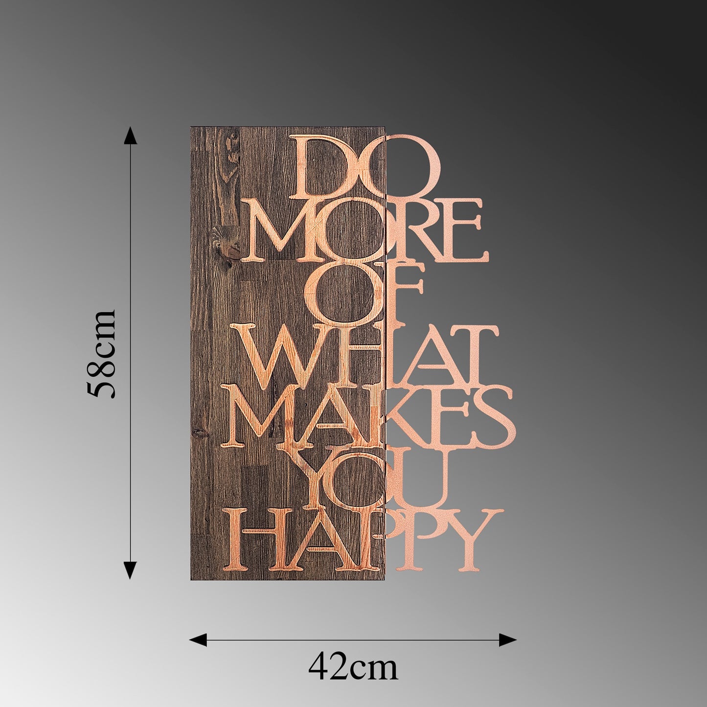 Drvena zidna dekoracija, Do More Of What Makes You Happy - Copper