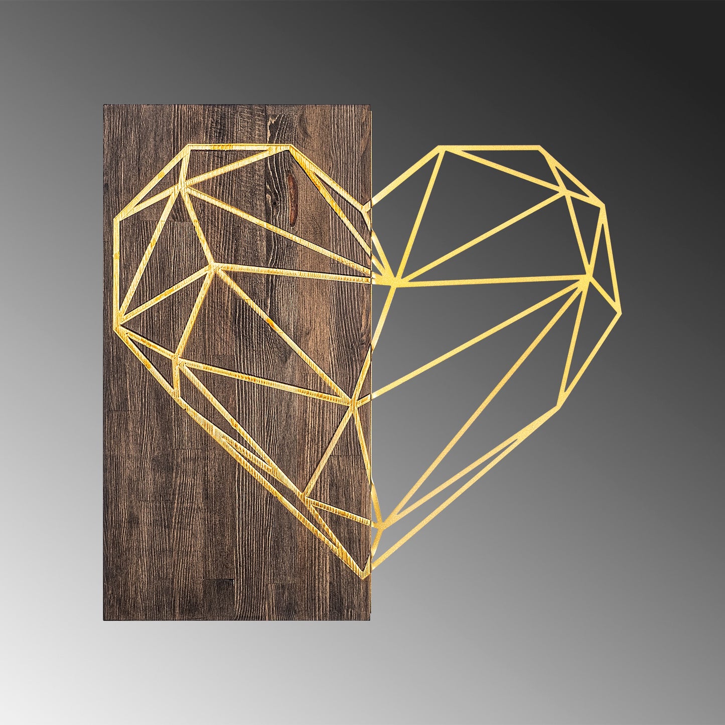Drvena zidna dekoracija, Heart - Gold