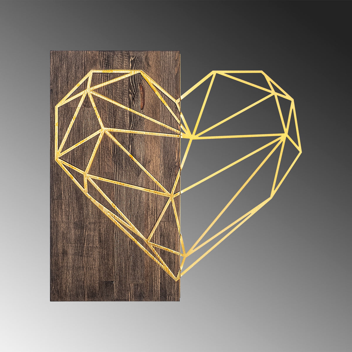 Drvena zidna dekoracija, Heart - Gold