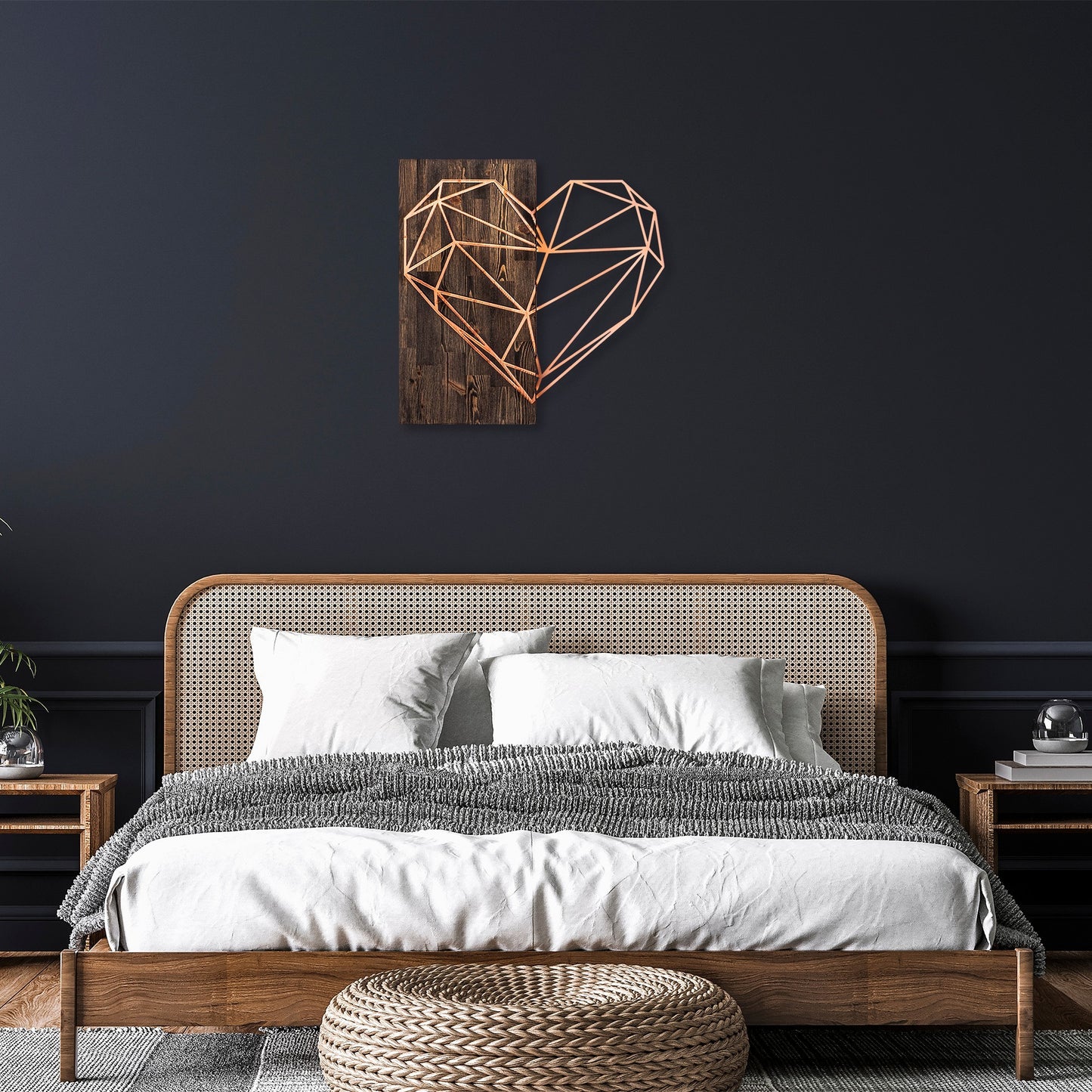 Drvena zidna dekoracija, Heart - Copper