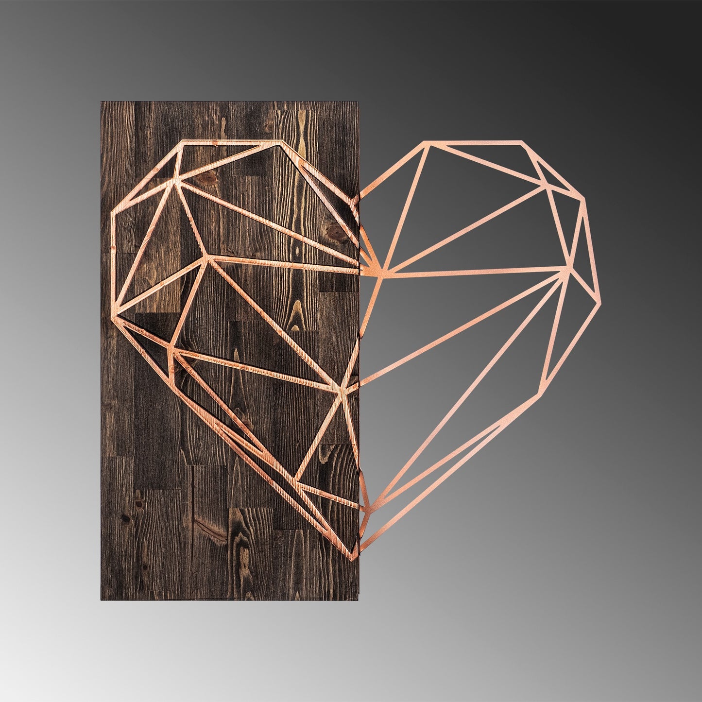 Drvena zidna dekoracija, Heart - Copper