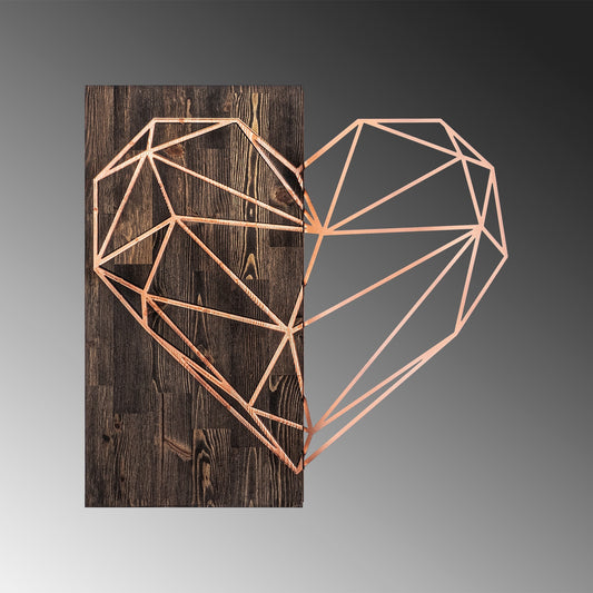 Drvena zidna dekoracija, Heart - Copper