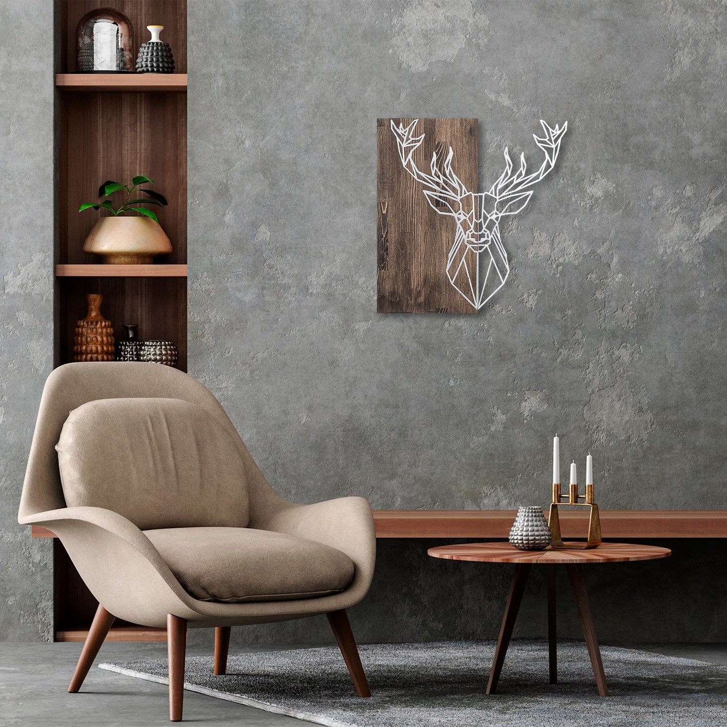 Drvena zidna dekoracija, Deer1 - Silver