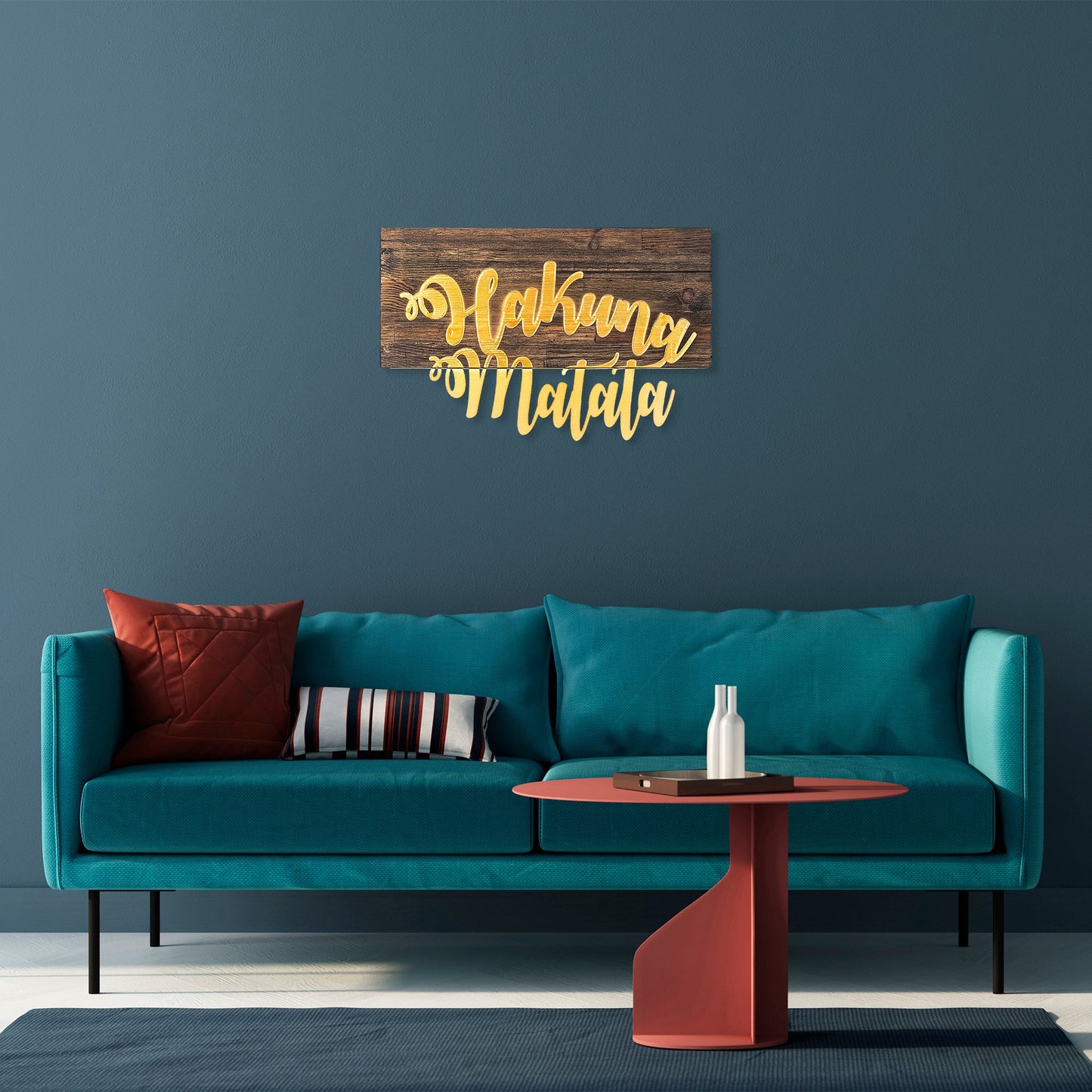 Drvena zidna dekoracija, Hakuna Matata Metal Decor - Gold